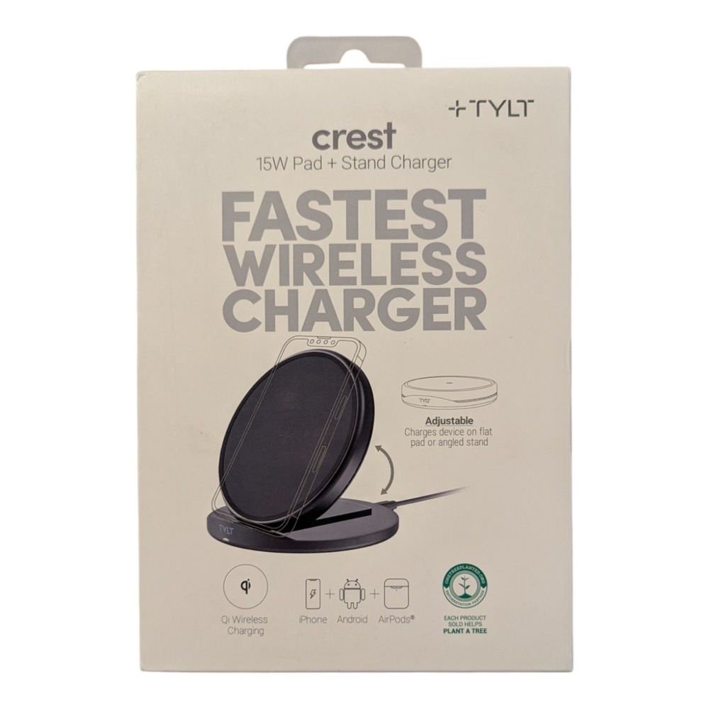 N9.OB TYLT Crest 15W Pad + Stand Charger - Fast Charging - Black